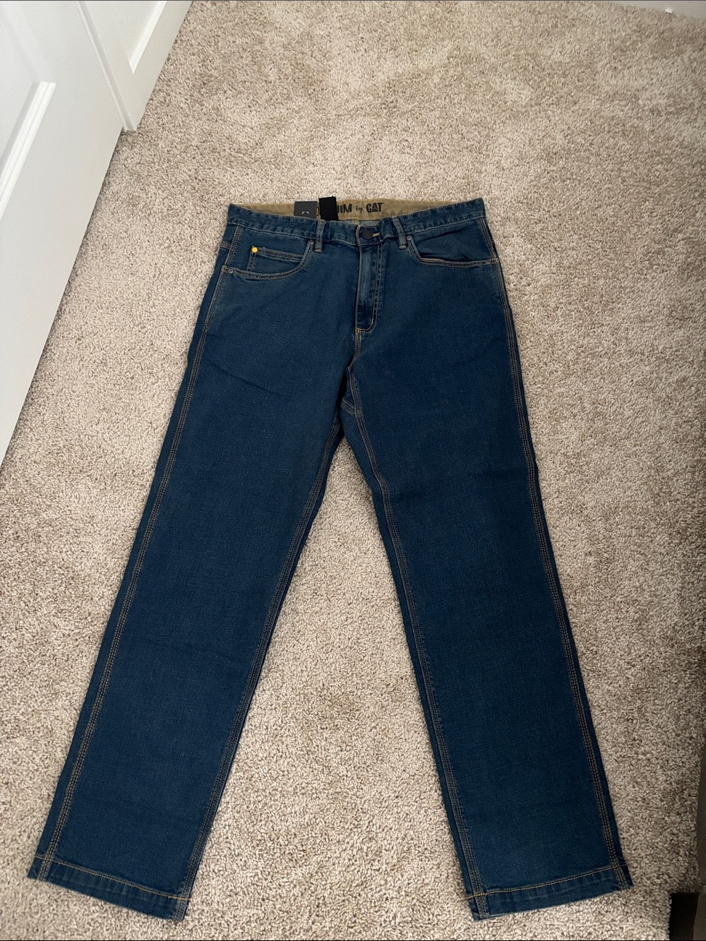 Caterpillar Men's Dark Blue Straight-Leg Jeans